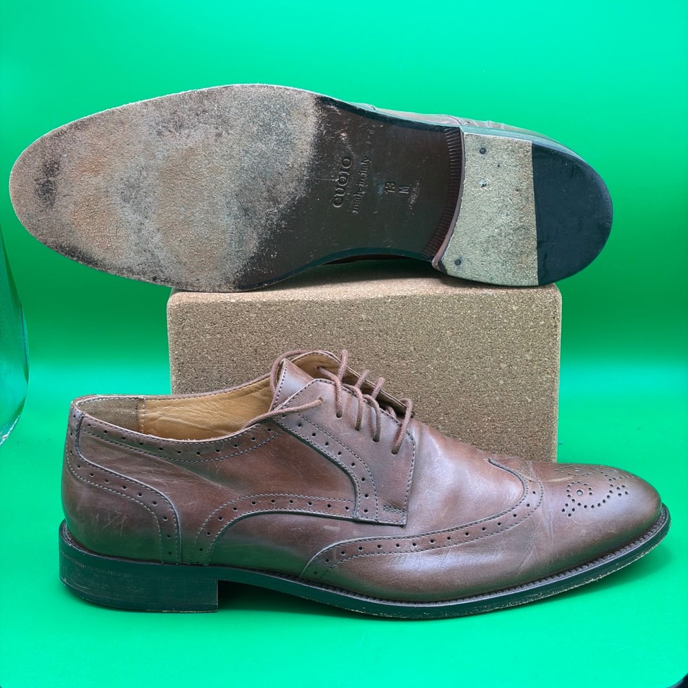 Mercanti Fiorentini Wingtip Oxford Shoes Mens 13 Brown Leather Brogue Italy Made